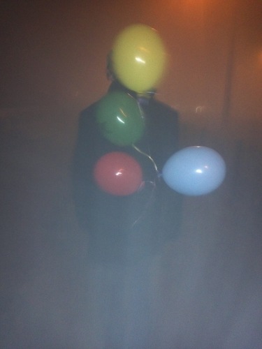 Colleague walking around with his ballons